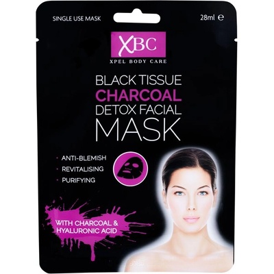 Body Care Black Tissue Charcoal Detox Facial Mask от Xpel за Жени Маска за лице 28мл