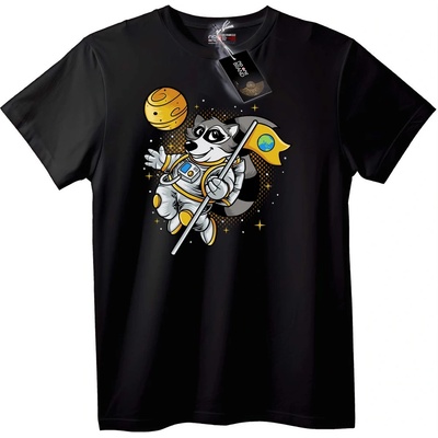 NOONEBRAND Тениска Космически космонавт енот - 7XL, Black