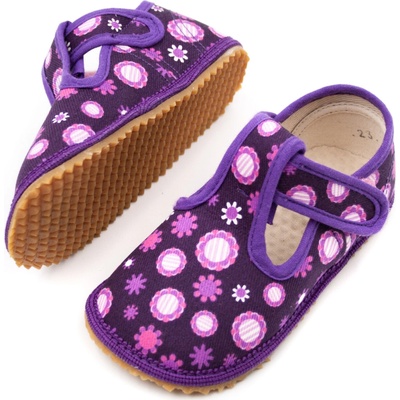 Beda Barefoot papučky VIOLET FLOWER širšie W perforované