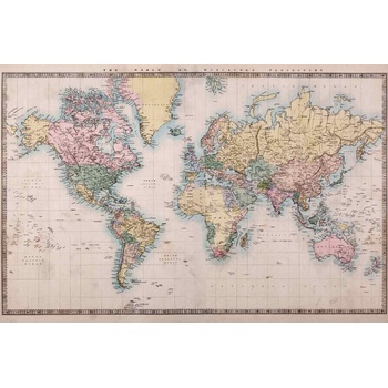 DIMEX ART s. r. o Флизелинов фототапет стара цветна карта 375 x 250 см