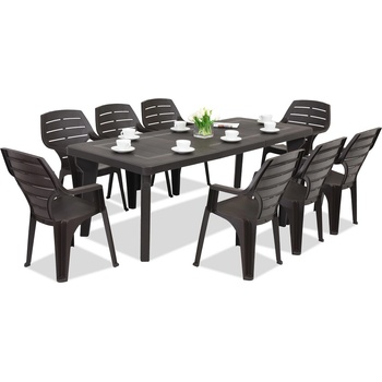 BICA Градинска мебел Bergen/Marne за 8 души Бика кафява (BC437BR + 8xBC27BR)