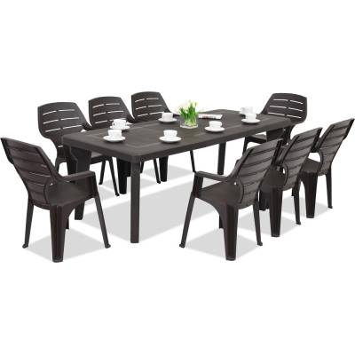 BICA Градинска мебел Bergen/Marne за 8 души Бика кафява (BC437BR + 8xBC27BR)