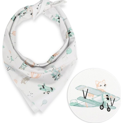 Biante Detská bavlnená šatka Sandra SA-457 Líšky v lietadielkach na bielom