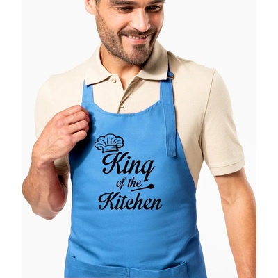 Kariban HobbyTriko Zástěra pro muže King of the Kitchen Bledě modrá