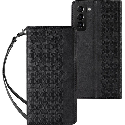 HQWear Магнитен кейс с държач за Samsung Galaxy S22 + (S22 Plus) с отделение за карти и висулка/каишка, Черен (5907769342141)