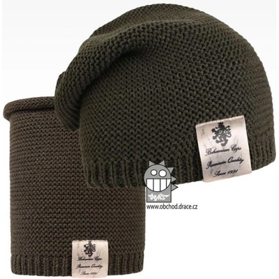 Dráče čepice pletená a nákrčník colors set vzor 20 khaki
