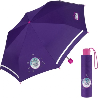 Scout Horse dětský skládací reflexní deštník s koněm fialová
