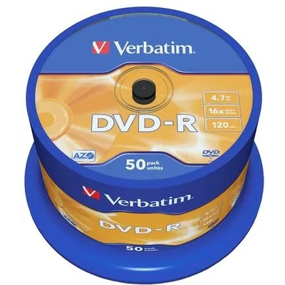 Verbatim DVD-R, 4.7 GB, 16x, AZO покритие, 50 броя в шпиндел (043548)