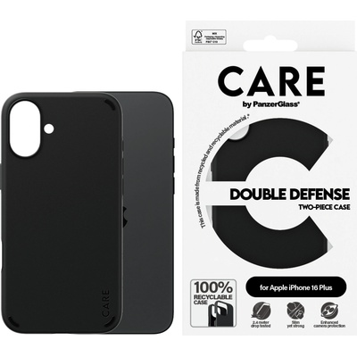Panzer Гръб CARE by PanzerGlass за iPhone 16 Plus, Feature Case Double Defence - Черен