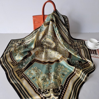 hedvábný šátek bohatě zdobený modrý v dárkovém balení – Zboží Dáma