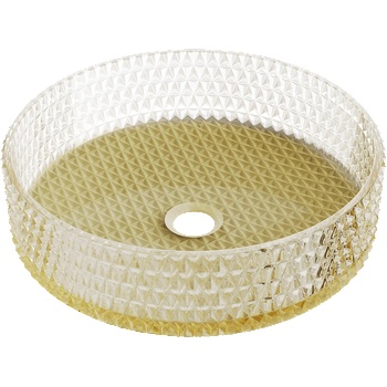 Mexen Aura стъклена умивалник за плот 39 x 39 см, прозрачен/златен - 24013951 (24013951)