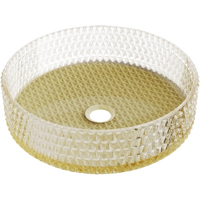 Mexen Aura стъклена умивалник за плот 39 x 39 см, прозрачен/златен - 24013951 (24013951)