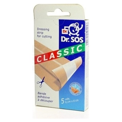 Dr. SOS Classic Vodeodolné náplasti pás 10 cm x 6 cm 5 nedelených ks
