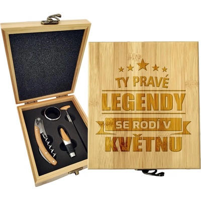 Sablio Dárková sada na víno Ty pravé legendy se rodí v květnu: 147×168×49 mm