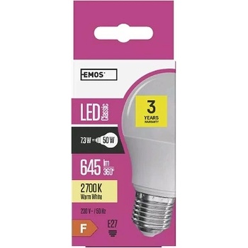 EMOS - zq5130 - led крушка 7.3w, e27, a60, 2700k (zq5130)