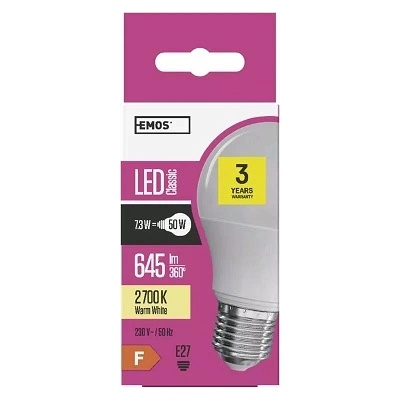 EMOS - zq5130 - led крушка 7.3w, e27, a60, 2700k (zq5e31)