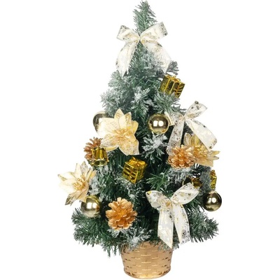 Stromček MagicHome Vianoce, ozdobený, zlatý, 50 cm