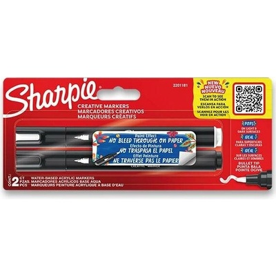 Sharpie Acrylic Marker Bullet 2201181 akrylový popisovač sada 2 barvy černá a bílá