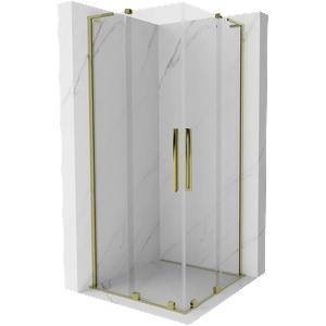 Mexen Velar L Duo плъзгаща се душ кабина 90 x 90 cm, прозрачно, златно - 871-090-090-02-03-50 (871-090-090-02-03-50)