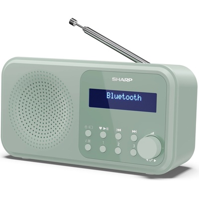 Sharp DR-P420(GN) Portable DAB+ radio with Bluetooth 5.0, DAB+/FM, USB or battery operation, dual alarm clock, 40 station presets, headphone jack - Tokyo digital radio Aquamarine Green