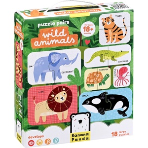 BANANA PANDA Бебешки пъзел Banana Panda 18 в 1 - Диви животни (49262) - baby