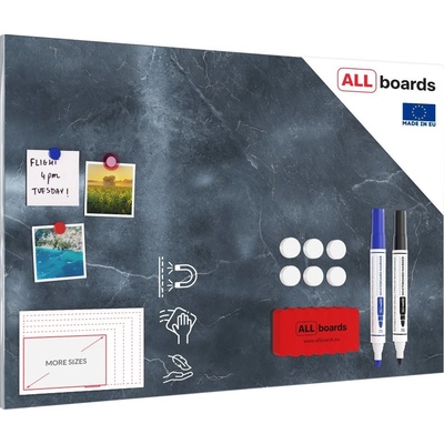 Kovový obraz antracitově šedý mramor 90 x 60 ALLboards METAL MB96_00034