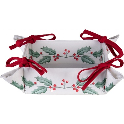 Textilní košík na pečivo Holly Christmas - 35*35*8 cm - Clayre & Eef