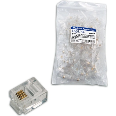 LogiLink RJ11 мъжки конектор, неекраниран 100бр (MP0018) (MP0018)
