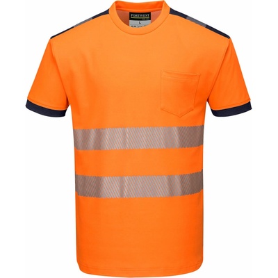 Portwest T181 PW3 Hi-Vis Reflexné tričko oranžová/tmavomodrá L