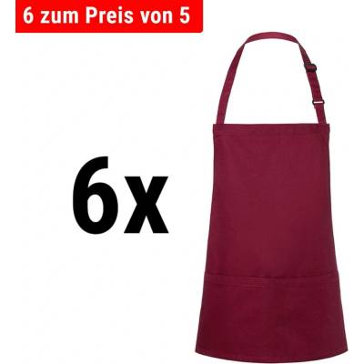 G.Gastro 6 ks Karlowsky Zástěra s laclem krátká Basic vínová D9785606
