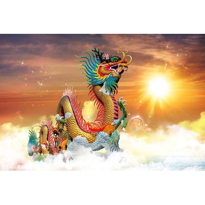 DIMEX ART Флизелинов фототапет дракон при залез слънце 375 x 250 см