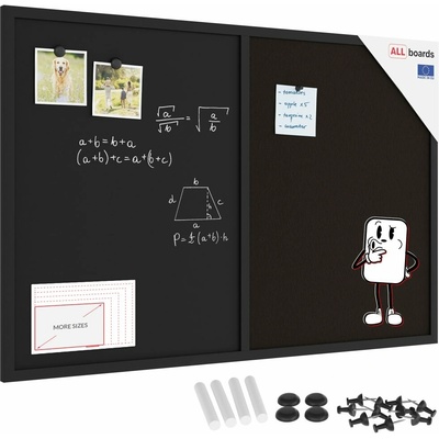 ALLboards Tabule COMBI - černý korek a magnetická černá tabule 90 x 60 cmTMK96_0002