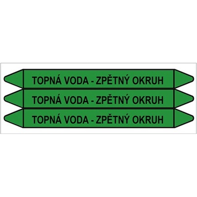 Značení potrubí, topná voda - zpětný okruh,3 ks, 355 × 37 mm PZ 008944