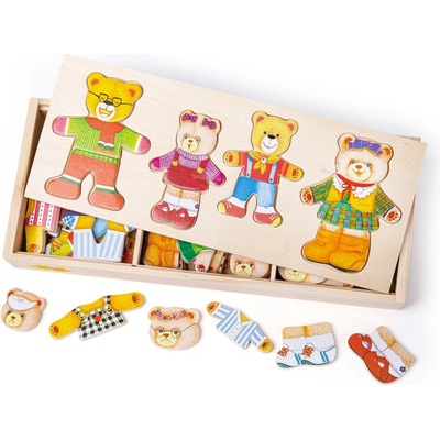 Bigjigs oblékací puzzle v krabičce Medvědí rodinka