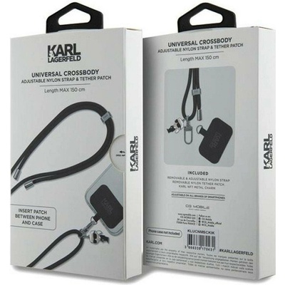 Karl Lagerfeld Universal Crossbody Popruh Cord and Ikonik Pins černé