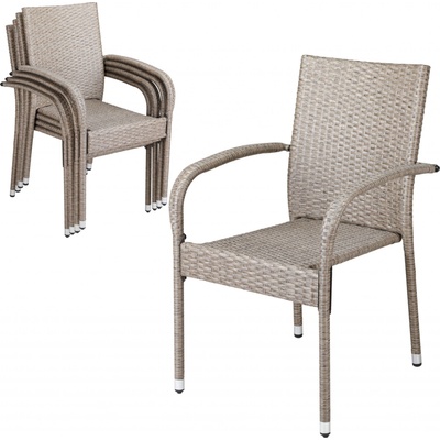 FurniGO Ratanové židle Comfort 4 ks krémová