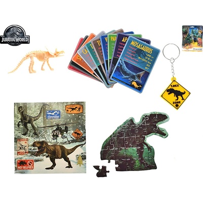 Prívesok na kľúče Jurský svet Dominion sada dino aktivít puzzle kostra nálepky karty