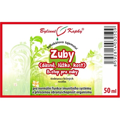 Bylinné kapky Zuby dásně, lůžko, kost - B-stop pro zuby tinktura Bylinkářovo tajemství 50 ml