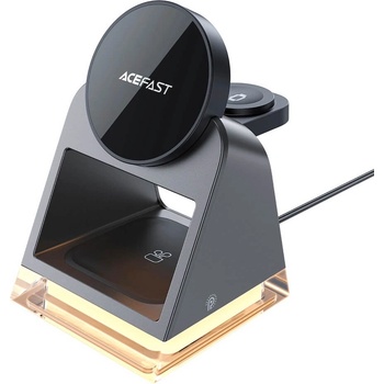 AceFast 3in1 Desktop Magnetic Wireless Charging Station 20.5W - тройна поставка (пад) за безжично зареждане за iPhone с Magsafe, Apple Watch, AirPods Pro и Qi съвместими устройства (черен)