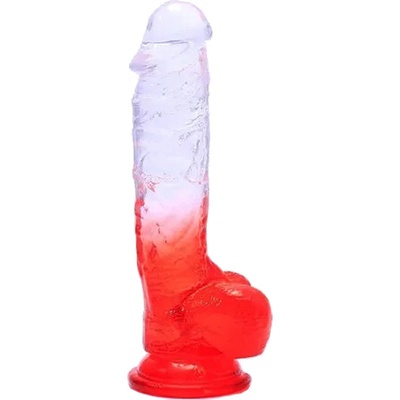 Sunfo clamp-on lifelike testicle dildo 21 cm translucent-red