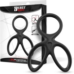 Beast Rings Triple Penis & Testicles Ring Liquid Silicone Black