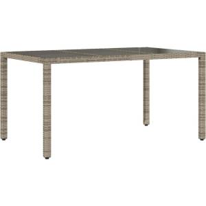  Градинска маса със стъклен плот сива 150x90x75 см полиратан