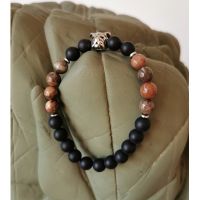 HANDMADE minerální náramek Onyx s psem ON-251