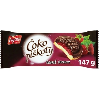 Figaro Čokopiškoty s želé s příchutí lesního ovoce polomáčené čokoládou 147 g