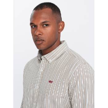 Ombre Clothing Мъжка памучна риза REGULAR FIT с фини райета Ombre Clothing Ombre Clothing | Bezhov | МЪЖЕ | S