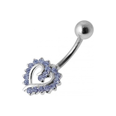 Šperky4U stříbrný piercing do pupíku srdíčko světle fialové zirkony BP01026-TZ