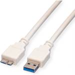 Roline Кабел Roline, от USB 3.0 A(м) към USB Micro B 10-pin(м), 2m, бял (4005079/11.99.8875)