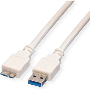 Roline Кабел Roline, от USB 3.0 A(м) към USB Micro B 10-pin(м), 2m, бял (4005079/11.99.8875)