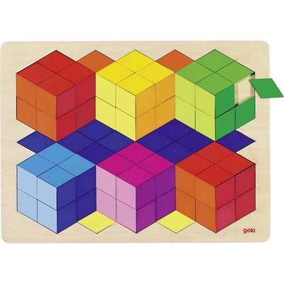 Goki Дървен пъзел Goki - 3D кубчета (57664)