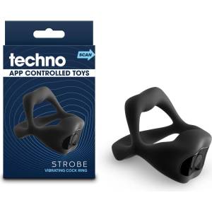  Вибриращ пенис пръстен, смартфон контрол - Techno Strobe Black (NSTOYS1176)
